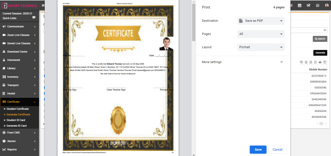 view generate certificate image